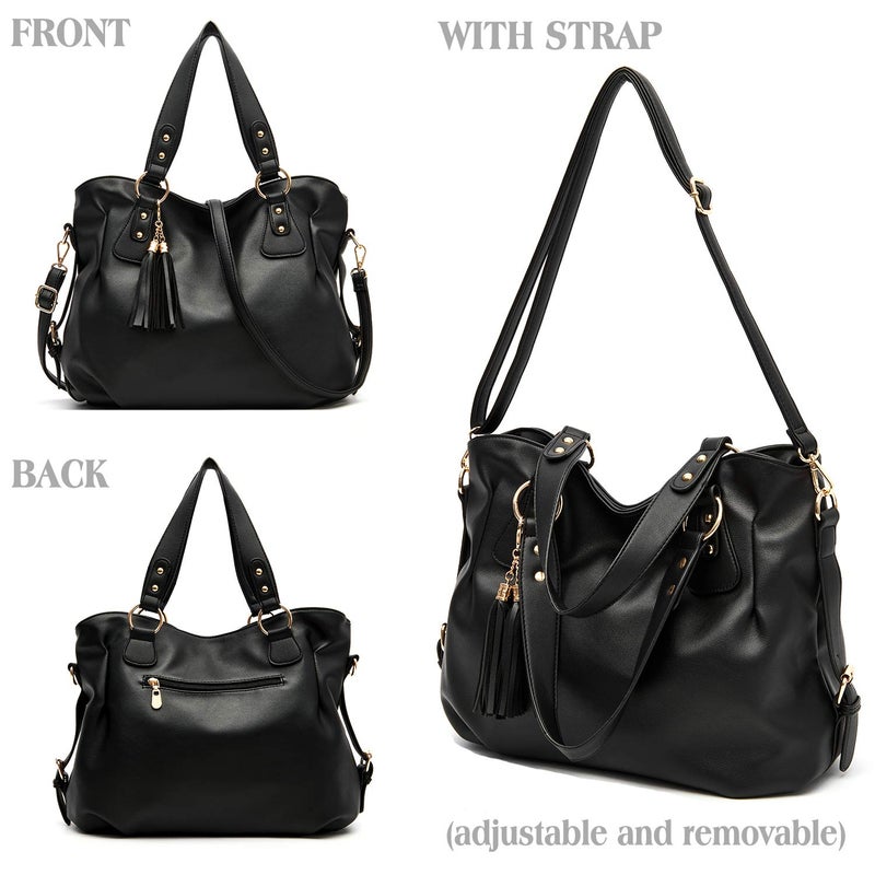 Soperwillton Fashion Handbag for Women Shoulder Bag Top Handle Satchel Hobo Tote Bag Purse Set 4pcs - Image 2